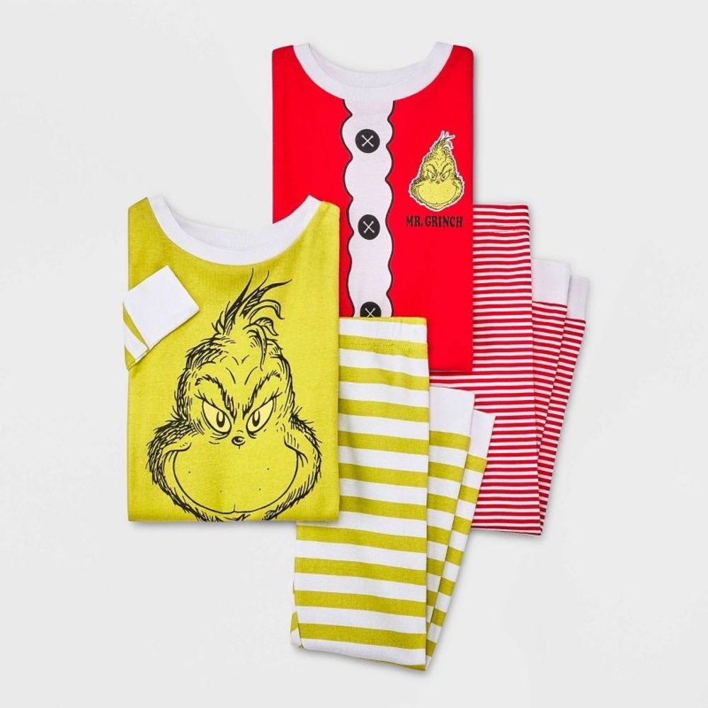 Dr. Seuss Grinch Red Striped Snug Fit Pajama Set
